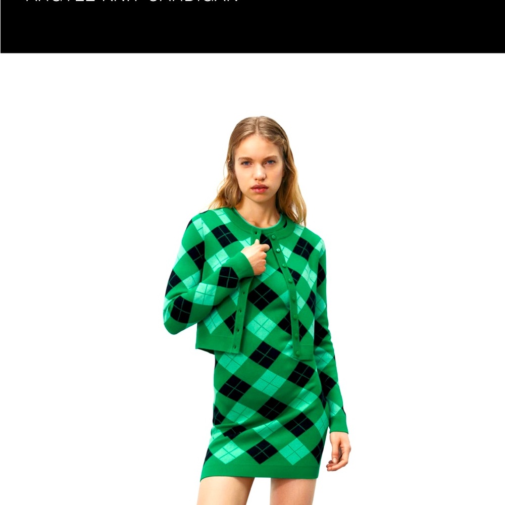 ZARA Argyle knit cardigan